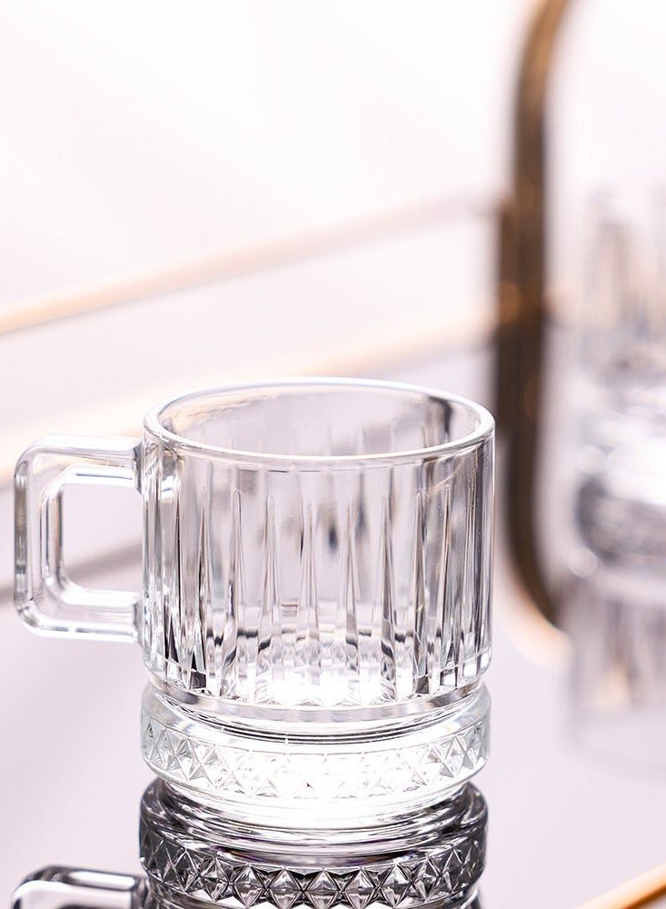 Glass Coffee Cups, 6 Piece 120ml - Coffee Latte Glasses, Glass Clear Coffee Mugs with Bubble Handles, Tea and Cappuccino Cup Set  - Image 4