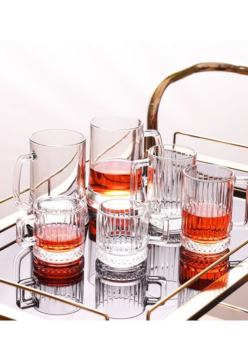 Glass Coffee Cups, 6 Piece 120ml - Coffee Latte Glasses, Glass Clear Coffee Mugs with Bubble Handles, Tea and Cappuccino Cup Set  - Image 3