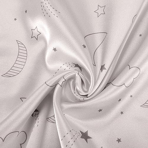 Winmany 2 Pack Toddler Pillow Cases Baby Silk Satin Pillowcases 49 x 36cm Cot Bed Envelope Pillow Cover Kids Soft Travel Pillow Pair Cases for Boys Girls Machine Washable (Grey Cloud Moon) - Image 4
