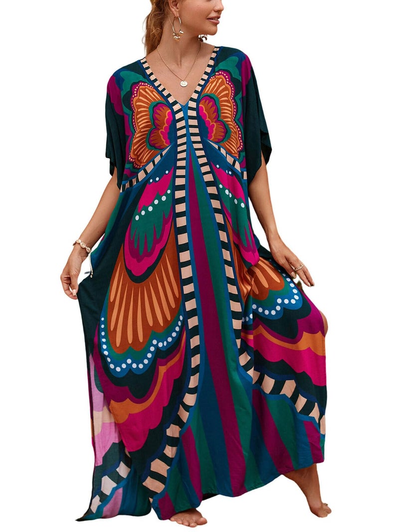 IMAGEKOPE Kaftan Dresses for Women Plus Size Bathing Suit Cover up Caftan Maxi Beach Dresses - Image 1