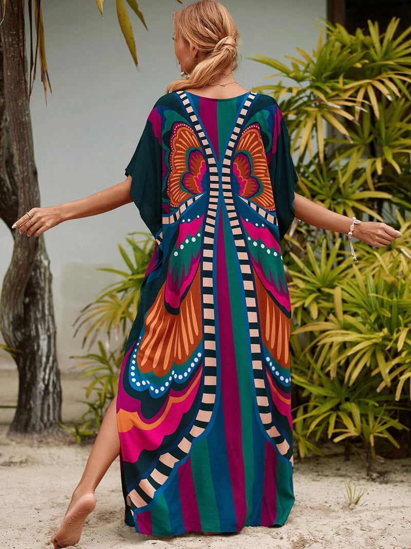 IMAGEKOPE Kaftan Dresses for Women Plus Size Bathing Suit Cover up Caftan Maxi Beach Dresses - Image 3