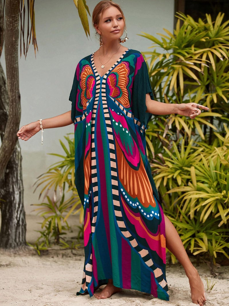 IMAGEKOPE Kaftan Dresses for Women Plus Size Bathing Suit Cover up Caftan Maxi Beach Dresses - Image 4
