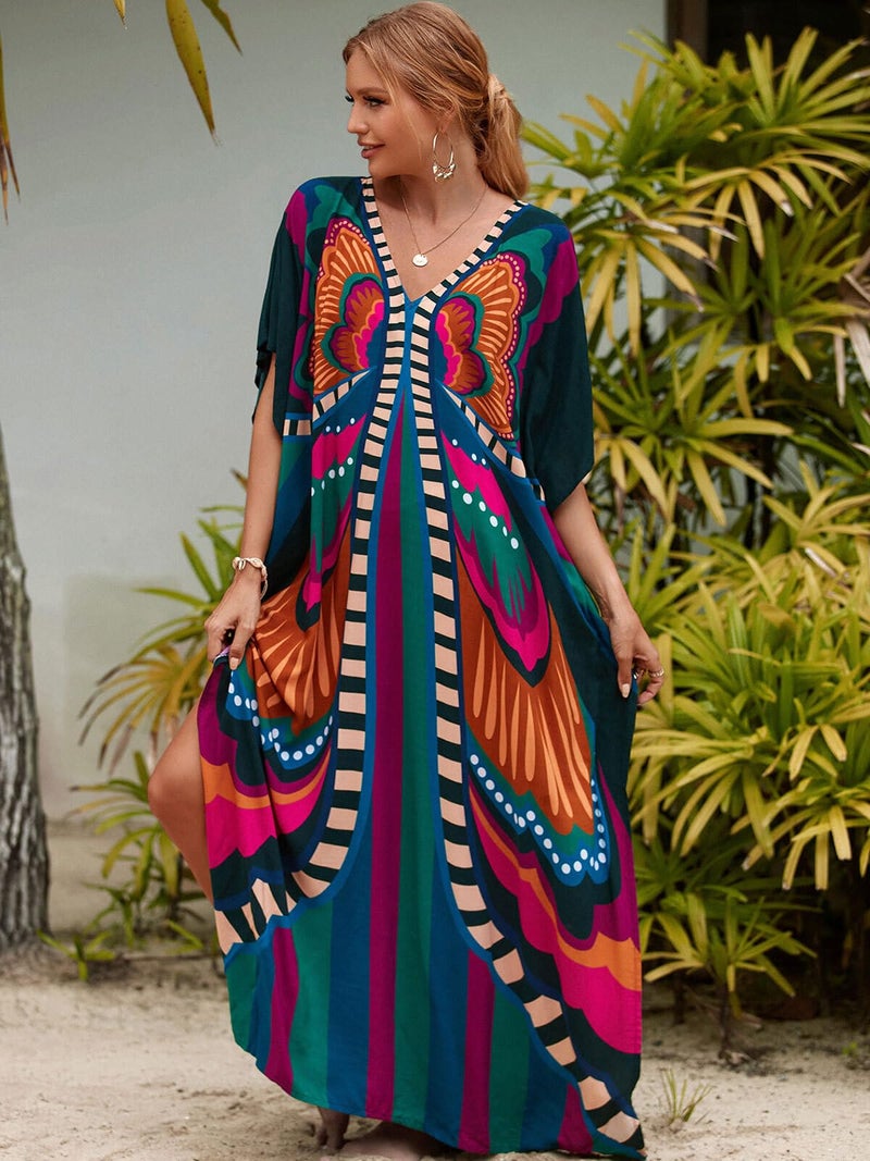 IMAGEKOPE Kaftan Dresses for Women Plus Size Bathing Suit Cover up Caftan Maxi Beach Dresses - Image 2