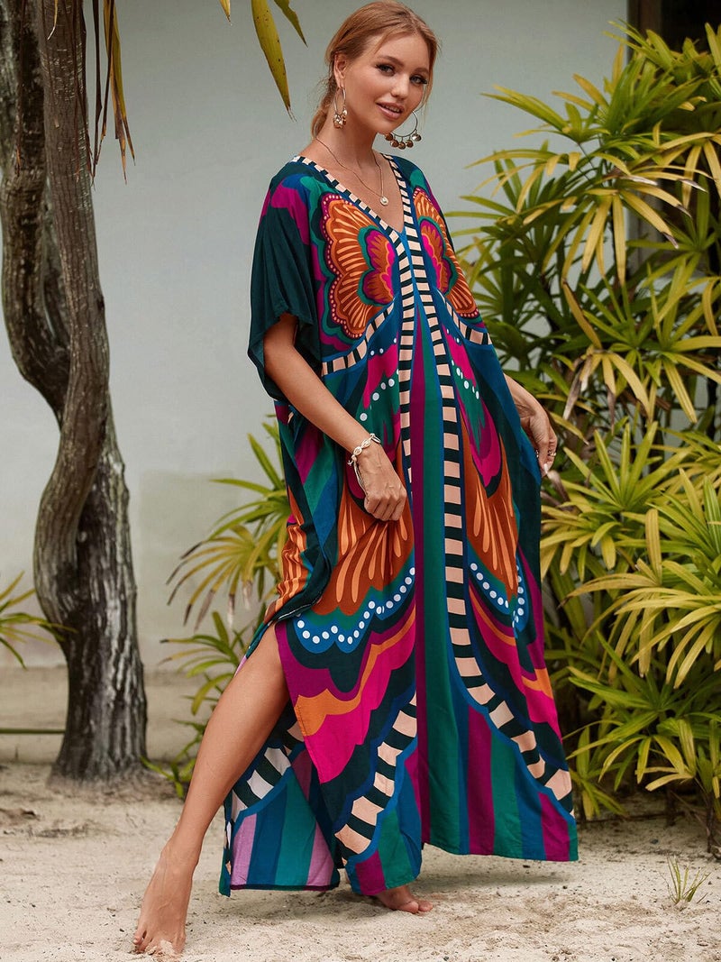IMAGEKOPE Kaftan Dresses for Women Plus Size Bathing Suit Cover up Caftan Maxi Beach Dresses - Image 5