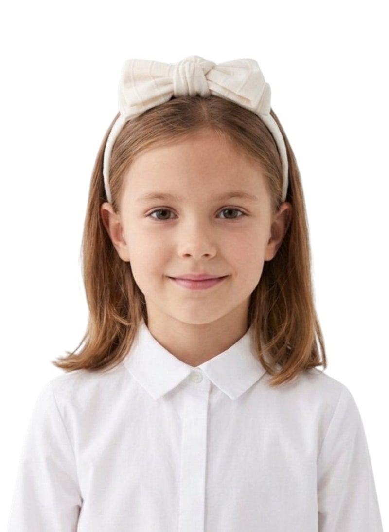 Bidani Mia Big Bow Headband - Cream - Image 1