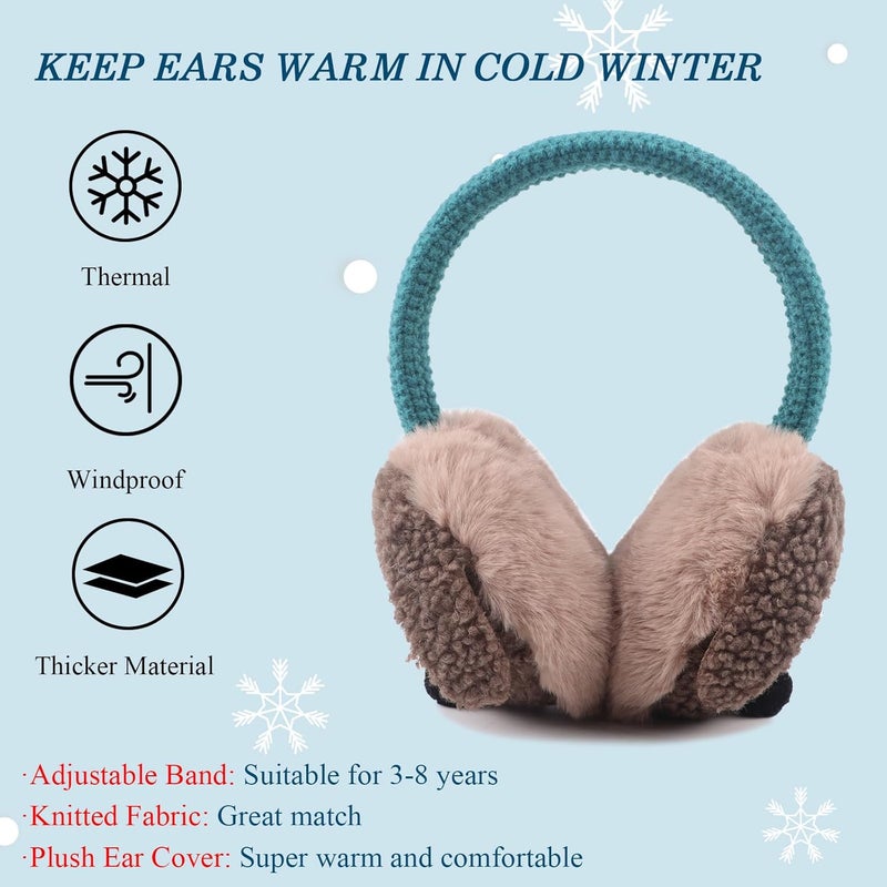 Pesaat Winter EarMuffs for Kids Outdoor Boys Knitted Ear Cover Plush Toddler Girls Ear Warmer 3-8 Years - Image 5