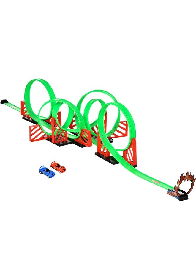 Taimi Race Track Set Track Builder Loop Kit Criss Cross Track Set Starter Kit with Pull-Back Cars Old Boys and Girls Green  - Image 3