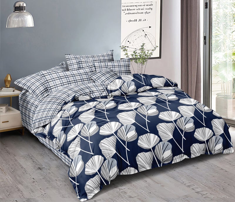MORADO Premium Glace Cotton Floral Design Duvet Cover - Double, Blue Colour with Zipper - Image 5
