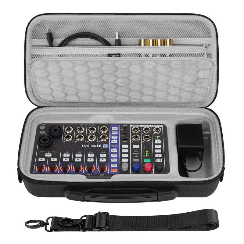 GEEKRIA Hard Shell Travel Case Compatible with Zoom LiveTrak L6 L6 Digital Mixer Audio Mixer Carrying Bag Dark Gray - Image 2