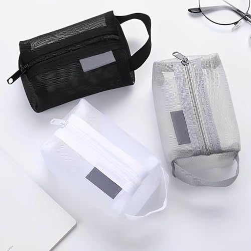 MTRoyaldia 3pcs Portable Square Mesh Storage Data Cable Case Mini Key Box,Wired Headphone Organizer, Zippered Mesh Cosmetic Bag, Coin Purse Travel Carry Pouch - Image 3