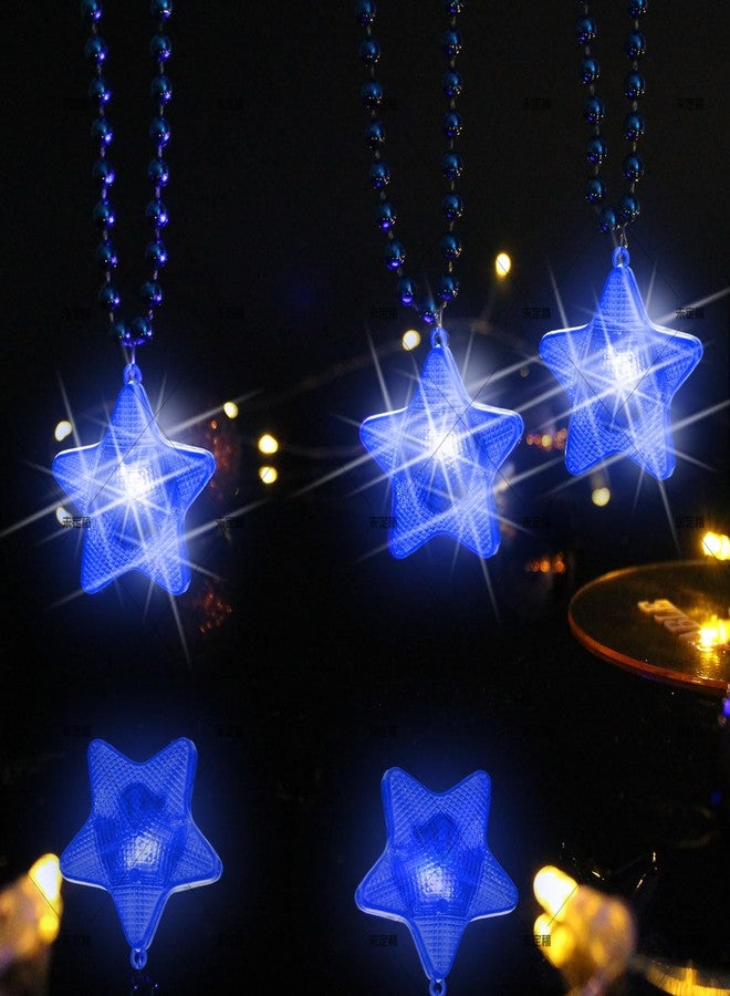 U-MOJOK 8 Pack Blue Light Up Necklaces Flashing Star Bead Necklaces Glow In The Dark Party Supplies for Weddings Birthday Valentines Mardi Gras July 4th Halloween Christmas - Image 4