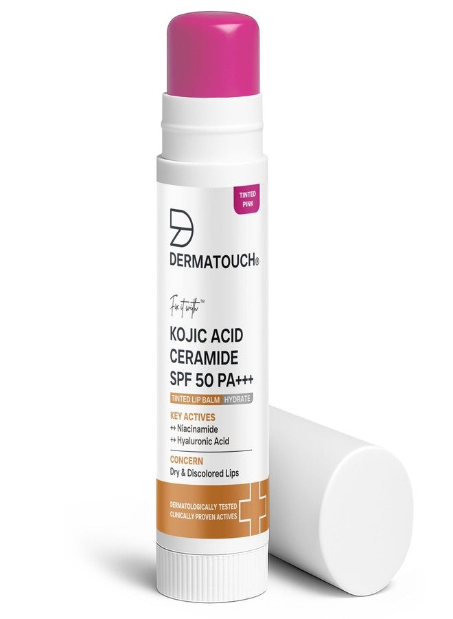 DERMATOUCH Kojic Acid Ceramide SPF 50 PA+++ Tinted Pink Lip Balm - 5g | Moisturizing • Sun Protection • Nourishing | Reduces Pigmentation & Heals Dry Lips - Image 1