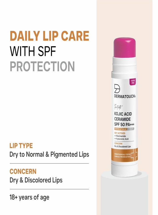DERMATOUCH Kojic Acid Ceramide SPF 50 PA+++ Tinted Pink Lip Balm - 5g | Moisturizing • Sun Protection • Nourishing | Reduces Pigmentation & Heals Dry Lips - Image 3