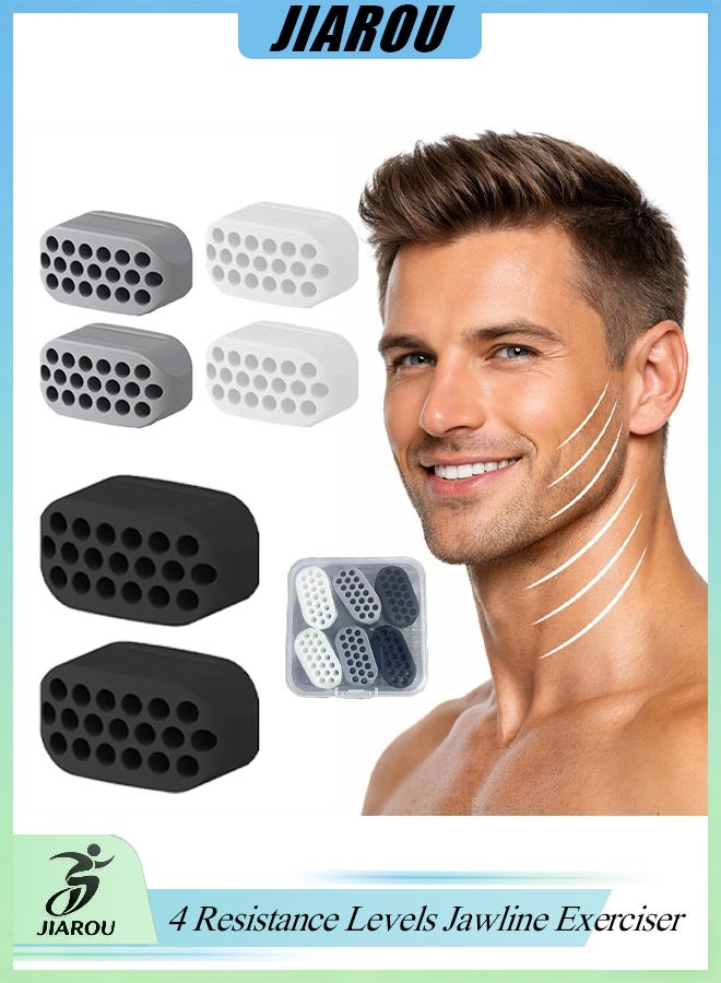 JIAROU Jaw Exerciser,Double Chin Reducer,Facial Yoga for Skin Tighten Firm,Face Exerciser& Jawline Shaper, Jaw Trainer,Suitable for Beginners,Facial and Neck Exercise for Women and Men (6pcs) - Image 1
