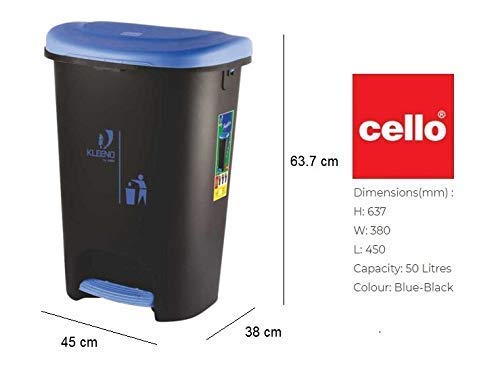 Kleeno Cello Kleeno Plastic Pedal Garbage Dustbin 50 Ltr Black - Image 4