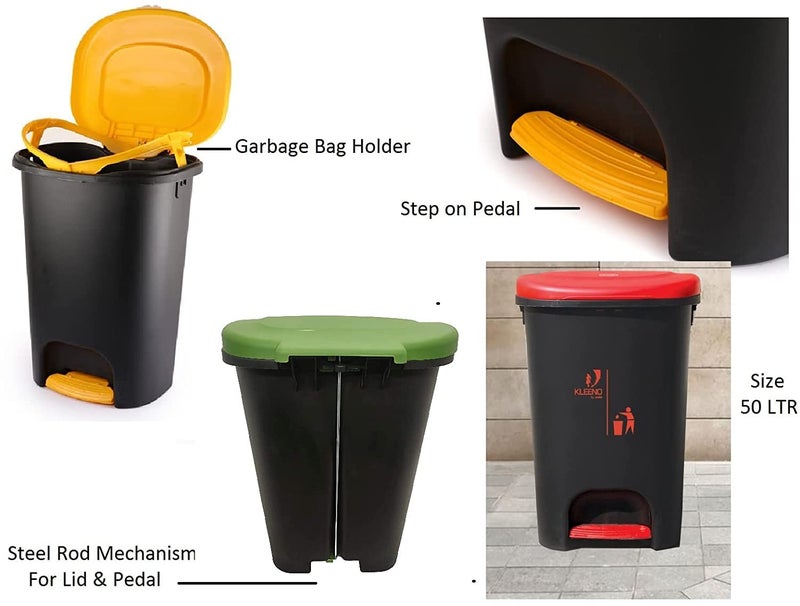 Kleeno Cello Kleeno Plastic Pedal Garbage Dustbin 50 Ltr Black - Image 5