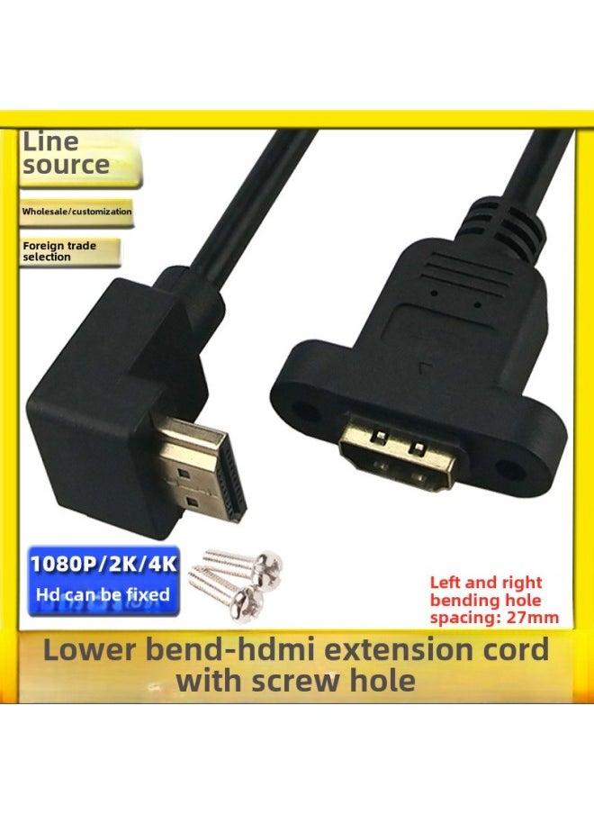 ماركة غير محددة كابل تمديد HDMI ذكر إلى أنثى مع آذان يسار ويمين لأعلى ولأسفل بزاوية 90 درجة مع فتحة لولبية ثابتة 4K-اللون: [منحني] HDMI ذكر إلى أنثى مع فتحة لولبية-طول الخط: 1.5 متر  - Image 1
