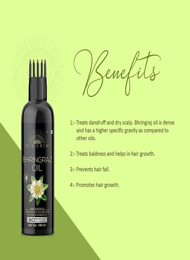Desicrew Pure Bhringraj Hair & Castor Cold Pressed oil with Applicator For Skin, Body & Hair Care in combo pack of 2 (100ml + 100Ml) - Image 5