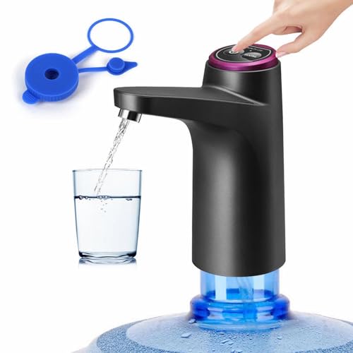 HiPiCok Water Pump for 5 Gallon Jug, 5 Gallon Water Dispenser, USB-C Charging Water Dispenser, Electric Water Pump for 3 Gallon Bottle, Black - Image 1