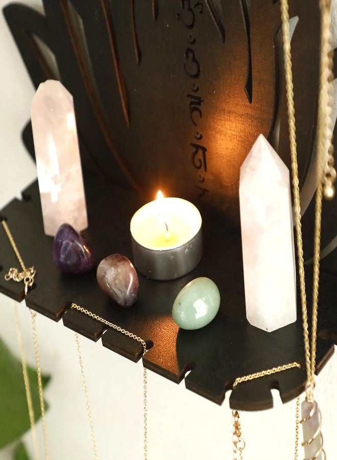 Artilady Lotus Flower Crystal Shelf -3 Pack Floating Shelves for Wall Bedroom Decor Black Cute Display Shelf for Crystals and Stones Aesthetic Boho Room Decorations Witchy Gift for Women - Image 3