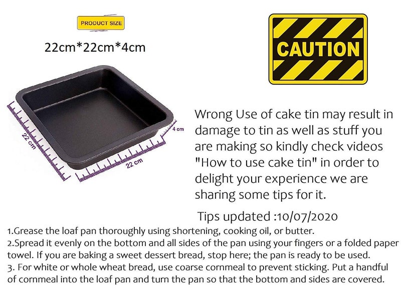 DiBha® Alloy Steel Square Shaped Bakeware Non Stick Cake Mould/Tin/Pan (7.5inch, Black) - Image 2