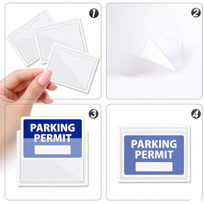 rayihni Windscreen Sticker & Parking Permit Holder for Car -Lifetime Guaranteed 10 Pack Self-Adhesive Parking Ticket Holder - Waterproof, Transparent Sleeve for Tickets, Disabled Cards, Notes,permit holder - Image 3