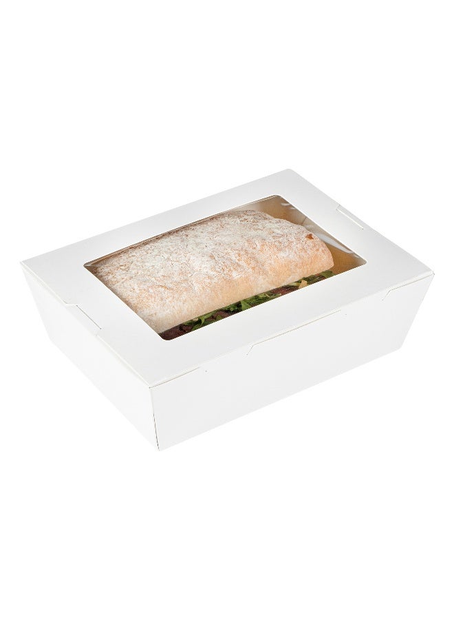 Restaurantware Cafe Vision 71 Ounce Disposable To Go Boxes, 200 Paper Boxes For Food - Hinge Lock, Grease-Impervious, White Paper Take Out Food Containers, With Window, For Lunch Or Desserts - Image 1