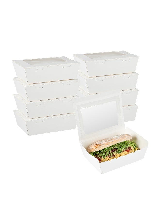Restaurantware Cafe Vision 71 Ounce Disposable To Go Boxes, 200 Paper Boxes For Food - Hinge Lock, Grease-Impervious, White Paper Take Out Food Containers, With Window, For Lunch Or Desserts - Image 2