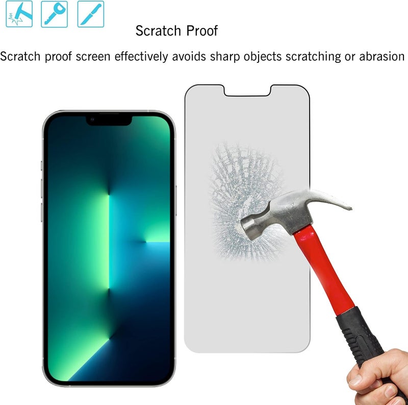 Ailun 2Pack Privacy Screen Protector for iPhone 13 Pro [6.1 inch Display] + 2 Pack Camera Lens Protector, Anti Spy Private Tempered Glass Film,[9H Hardness] - HD - Image 5