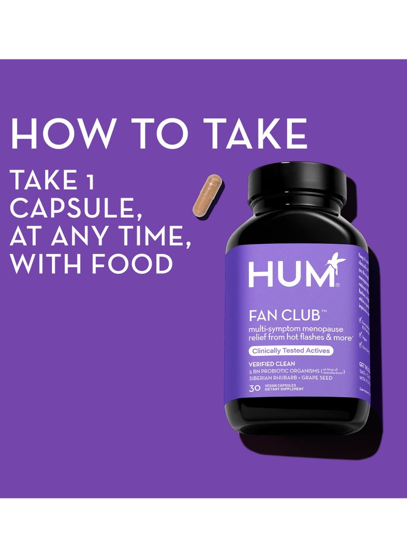 HUM - Fan Club - Multi-symptom Menopause relief from Hot Flashes & more - Siberian Rhubarb + Probiotics +  Grape Seed Extract - 30 Vegan Capsules - Estrogen Free - Dietary Supplement - Image 1