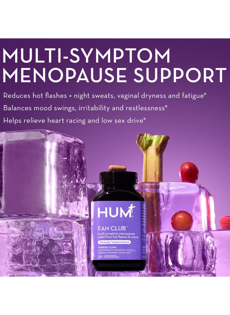 HUM - Fan Club - Multi-symptom Menopause relief from Hot Flashes & more - Siberian Rhubarb + Probiotics +  Grape Seed Extract - 30 Vegan Capsules - Estrogen Free - Dietary Supplement - Image 1