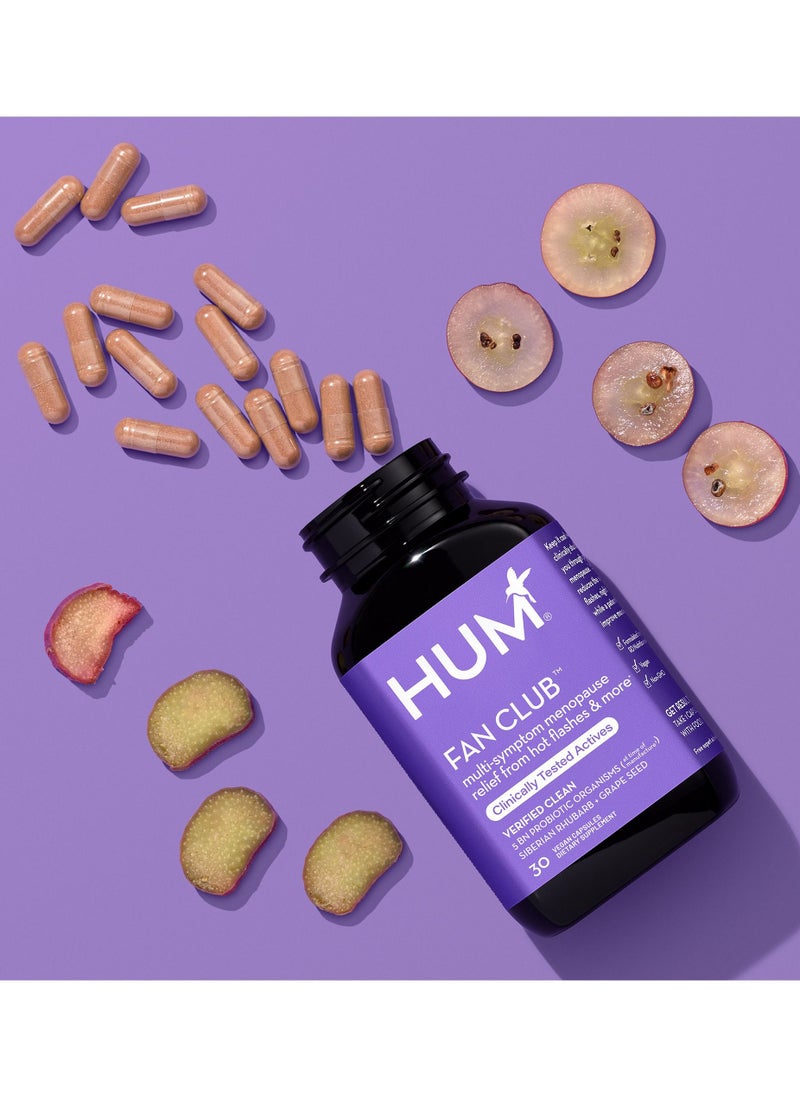 HUM - Fan Club - Multi-symptom Menopause relief from Hot Flashes & more - Siberian Rhubarb + Probiotics +  Grape Seed Extract - 30 Vegan Capsules - Estrogen Free - Dietary Supplement - Image 1