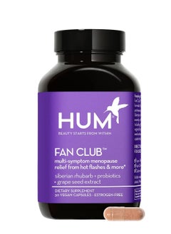 Fan Club - Multi-symptom Menopause relief from Hot Flashes & more - Siberian Rhubarb + Probiotics +  Grape Seed Extract - 30 Vegan Capsules - Estrogen Free - Dietary Supplement