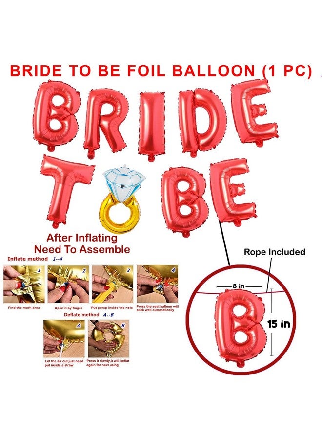 بارتي بروبس ديكورات حفلات توديع العزوبية من بارتي بروبس - لافتة Bride To Be (ورق مقوى) مع بالون من رقائق معدنية دائرية | مجموعة ديكور Bride To Be | مجموعة ديكورات حفل الزفاف | إكسسوارات Bride To Be، أحمر، قطعة واحدة - Image 3