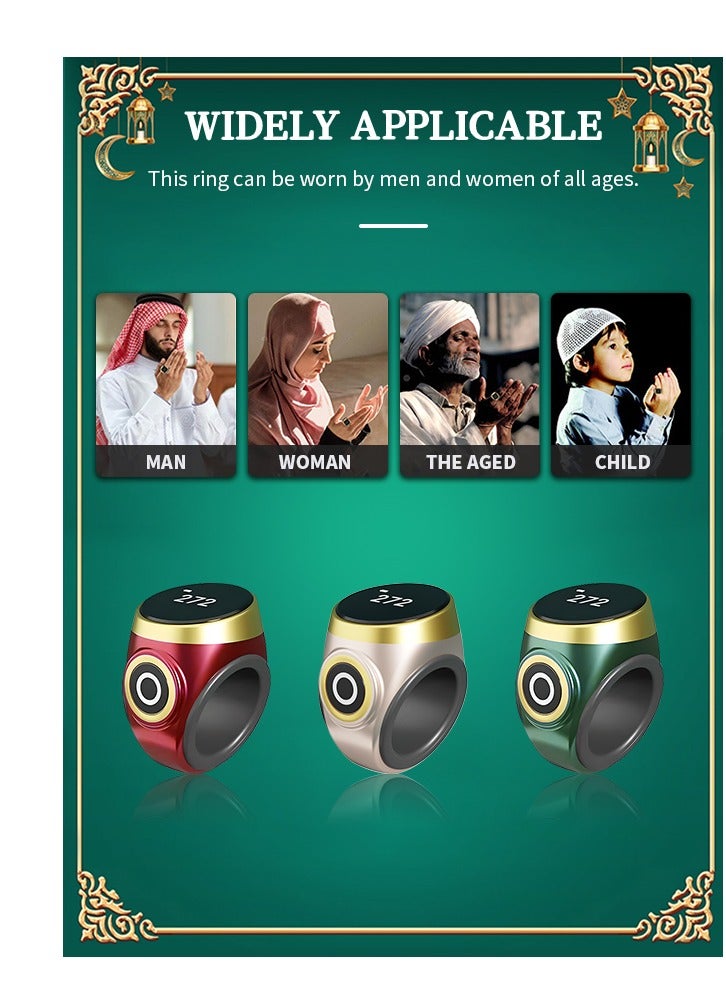 Zikr Ring, Smart Tasbih Zikr Ring With 3 Compatible Sizes(18mm/ 20mm/ 22mm) Ring Count Reminder, Muslim Prayer Timing Reminder,  OLED Display  - Image 4