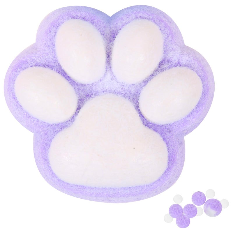JIACAI 1pcs Purple Squishy Cat Paw Squishy Toy5 Inches Big FuFu cat Squeeze PawCute Soft Squeeze Fidget Toys Squeeze Toys for Stress Relief Pinch Family Toys Gifts for Kids Adults - Image 3