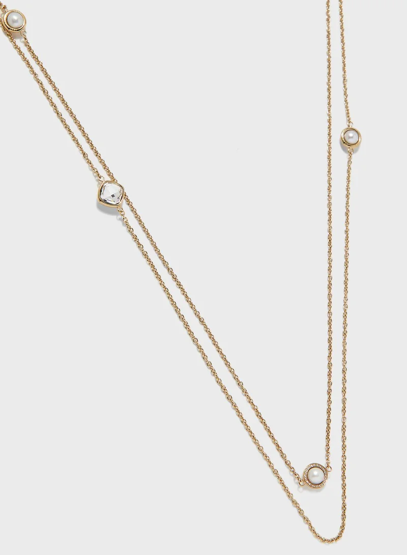 CERRUTI 1881 Long Square China Pearl Layered Necklace