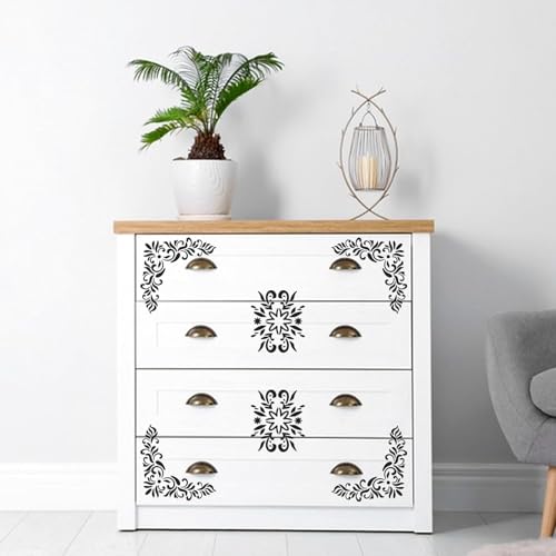 Cliths 6 Pcs Vintage Floral Border Stencils for Painting Reusable Damask Corner Templates for Wood Wall Canvas Paper Fabric DIY Crafts 21x15cm & 30x21cm - Image 4
