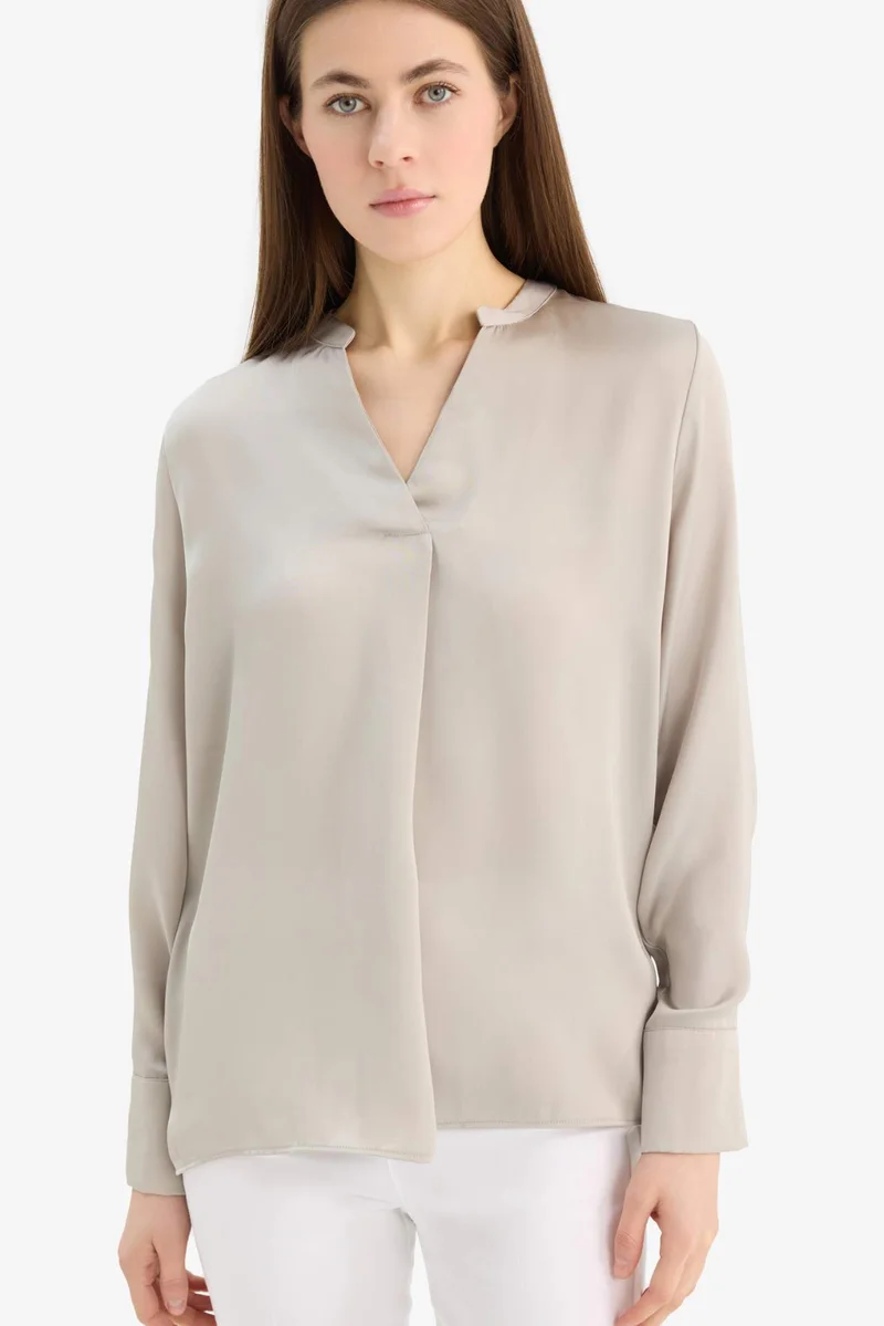 DeFacto Regular Fit Open Neck Satin Blouse