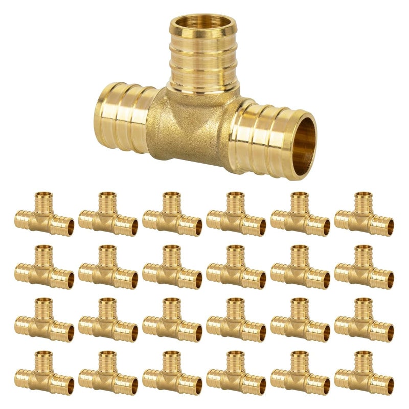 KAINGA 25 Pack 12 PEX Tee PEX Fittings HeavyDuty Brass Crimp Fittings for PEX Pipes with LeakResistant Construction NSF UPC Certified - Image 2