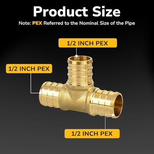 KAINGA 25 Pack 12 PEX Tee PEX Fittings HeavyDuty Brass Crimp Fittings for PEX Pipes with LeakResistant Construction NSF UPC Certified - Image 3