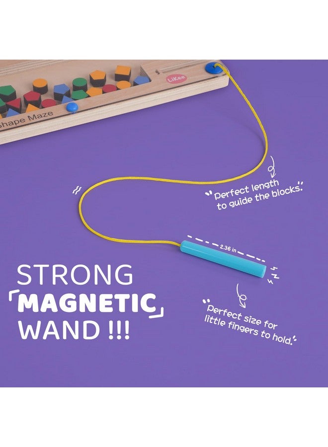 LiKee Strong Magnetic Maze Montessori Toys For 1 2 3 Years Old Boy Girl Gift Wodden Puzzle Develop Fine Motor Skills Kids On Road Trip Travel Airplane Activity 15 Preschool Learning Shape & Color - Image 4