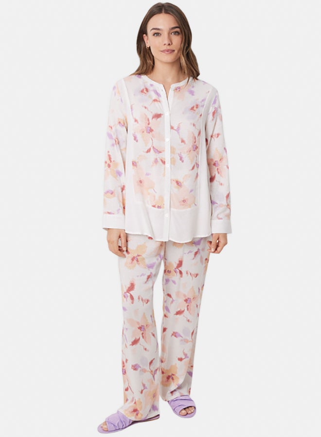 women'secret Long Viscose Flower Shirt Pajamas  - Image 1