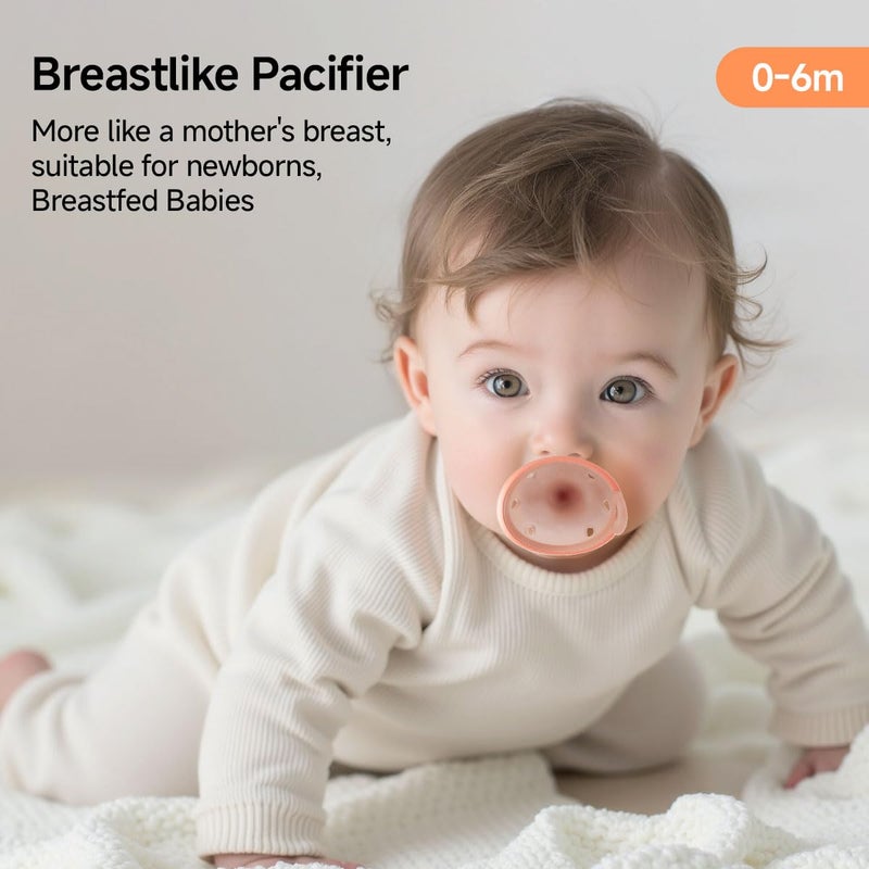 Garkoko Baby Pacifiers 0-6 Months, BPA-Free Silicone Nipple, Lightweight One-Piece Design, Set of 4, with a Pacifier Chain & Pacifier Case - Image 5