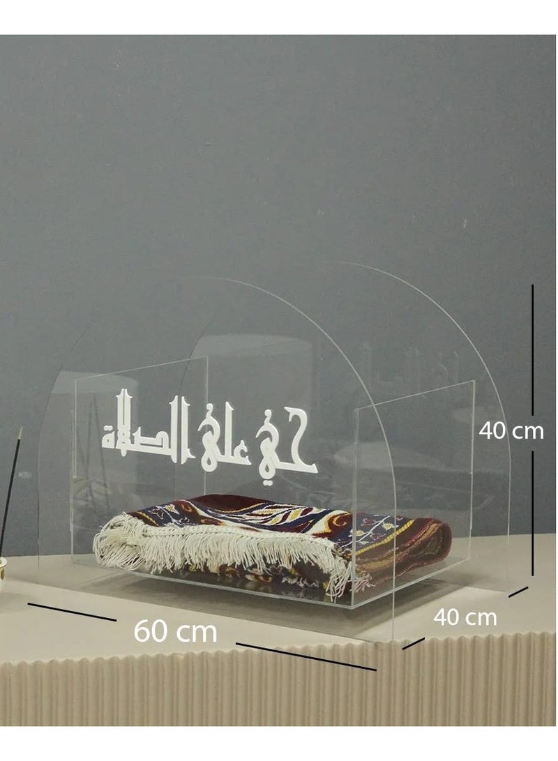 إي وورلد صندوق سجادة الصلاة الرمضاني الأنيق من الأكريليك الشفاف: الحلا النهائي لتوفير المساحة مع تصميم مقاوم للماء وخفيف الوزن لديكور منزلي أنيق في غرف المعيشة وغرف النوم والمكتبات.  - Image 2