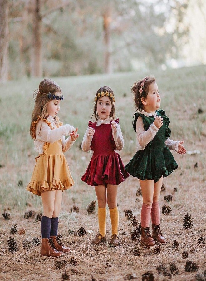 Karuedoo Baby Girls Corduroy Suspender Skirt Infant Toddler Ruffled Casual Strap Sundress Summer Outfit Clothes (12-24M, Wine Red 2(Velvet)) - Image 2