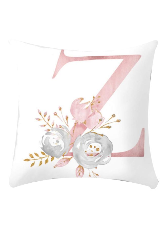 NIBEMINENT Letter Z Printed Cushion Cover White/Pink/Grey 45x45cm