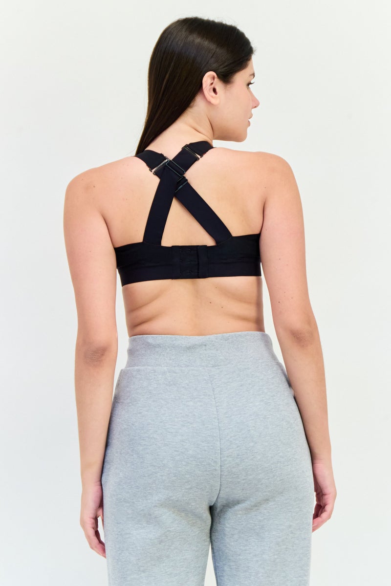 Reebok Women Brand Logo Padded Sports Bra, Black - Image 3