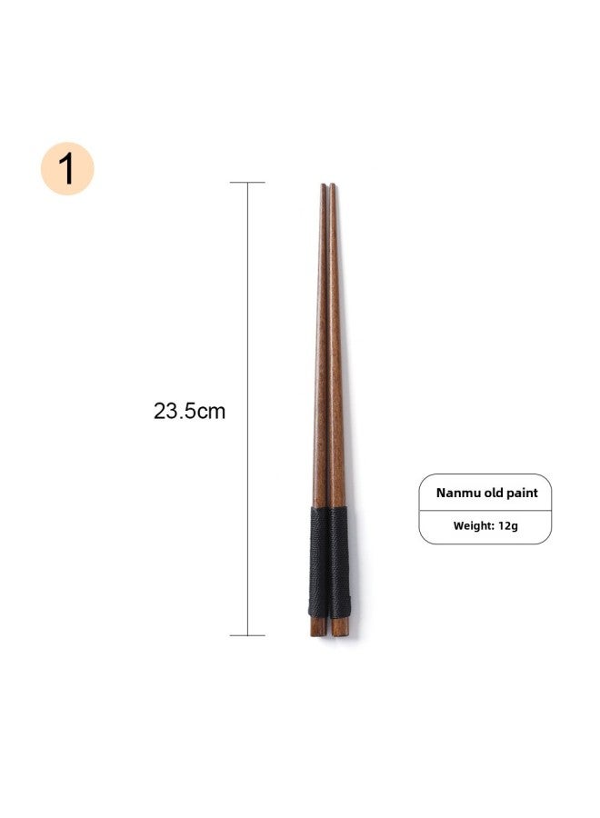 Household Phoebe Solid Wood Winding Chopsticks Hotel Restaurant Chinese Chopsticks Lotus Portable Chopsticks Wooden Tableware Wholesale-Color:No. 1 Nanmu 23.5cm - Image 1