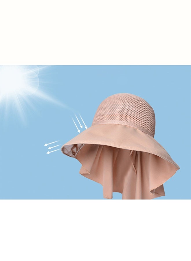 قبعة دلو مع شال للنساء قبعة محبوكة مجوفة مسامية قابلة للتنفس ومحبوكة بحافة عريضة للحماية من الشمس قبعة شاطئية صيفية قابلة للتعبئة في الهواء الطلق للسيدات - Image 5